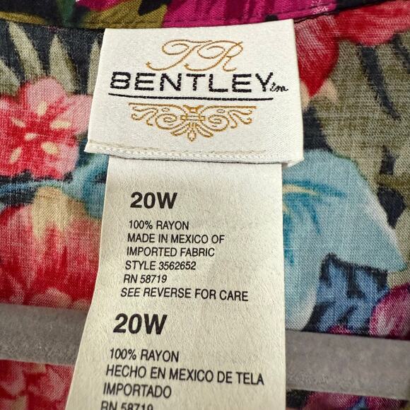 Bentley Women's Floral Button Down Short Sleeve Top Size 20W - Picture 8 of 16